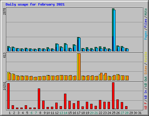 Daily usage for February 2021