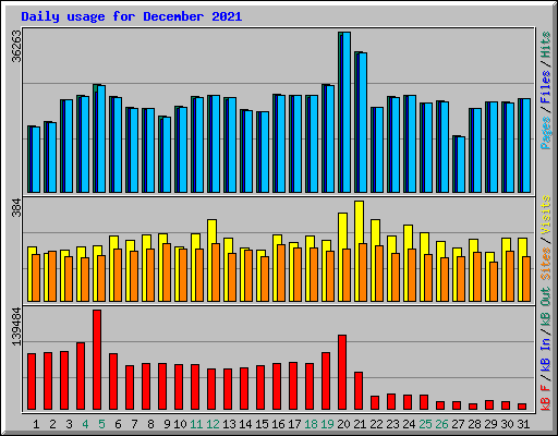 Daily usage for December 2021