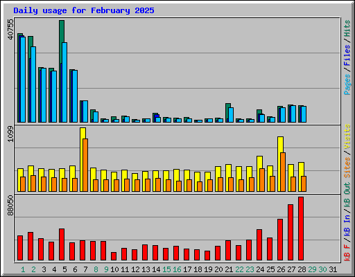 Daily usage for February 2025