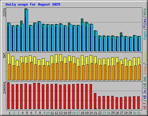 Daily usage for August 2025