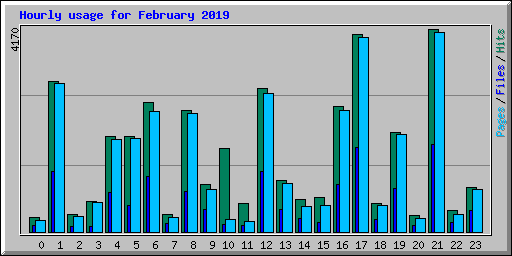 Hourly usage for February 2019